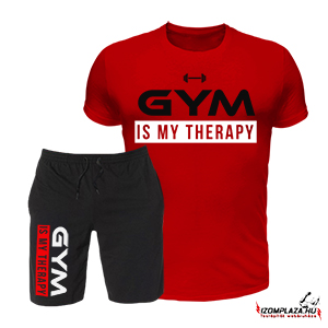 Gym is my therapy póló (piros)+rövidnadrág 