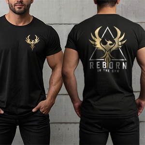 Reborn in the gym - fekete póló (arany-fekete)