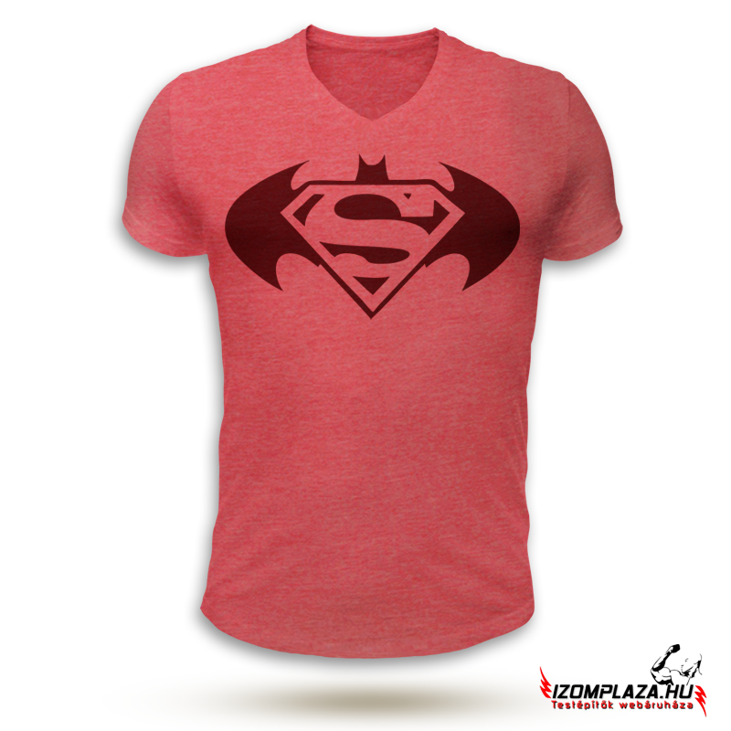 Superman VS. Batman V-nyakú póló (piros)