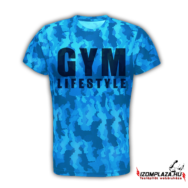 Gym lifestyle technikai póló (blue camo) (már csak XXL-es méretben)