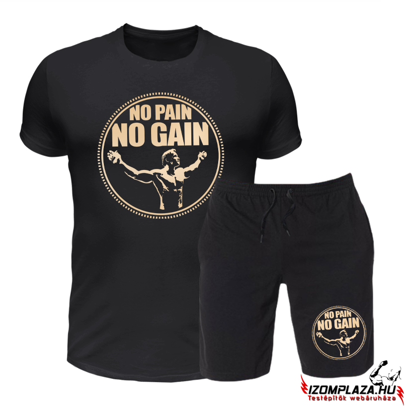 No pain No gain fekete póló + rövidnadrág szett