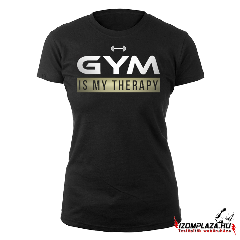 Gym is my therapy női póló (fekete)