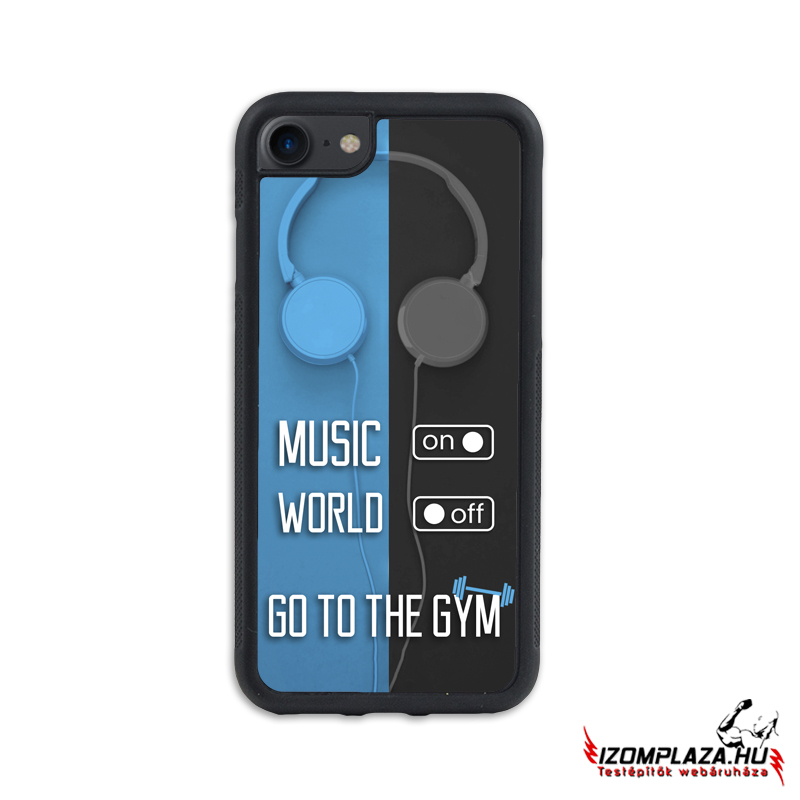 Music on, world off, go to the gym - iPhone telefontok (kék-szürke)