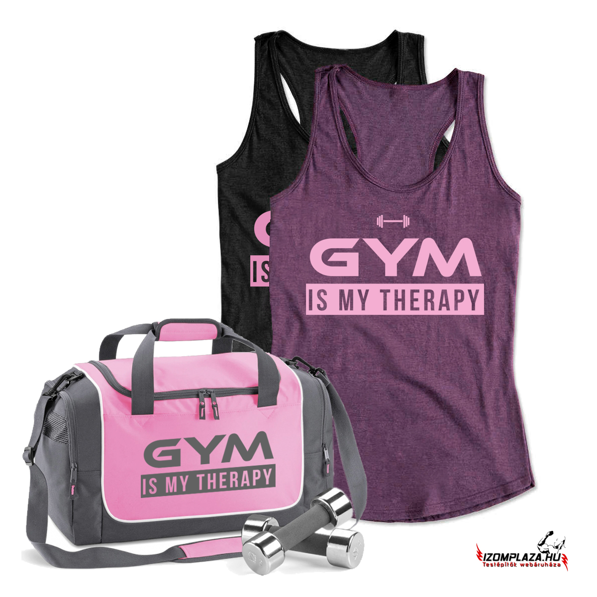 Gym is my therapy 2db női trikó + edzőtáska 
