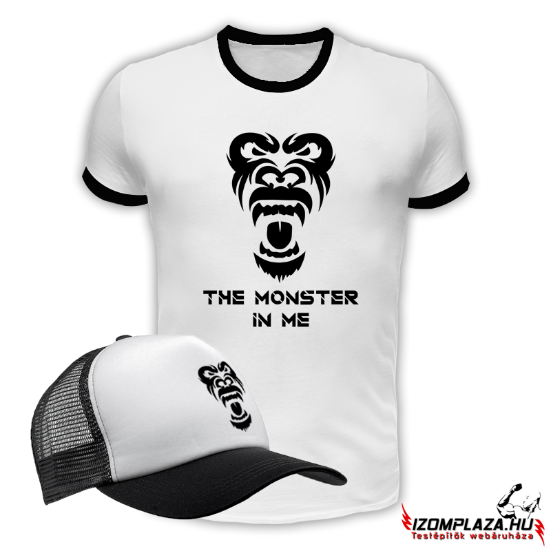 The monster in me póló+baseball sapka fekete-fehér (XL-es méretben rendelhető