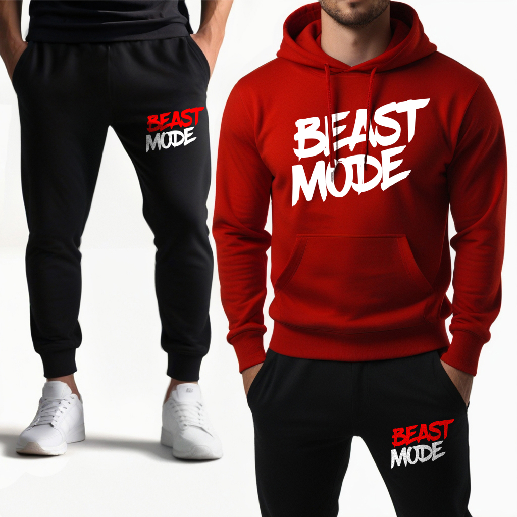 Beast mode melegítő szett piros-fekete 