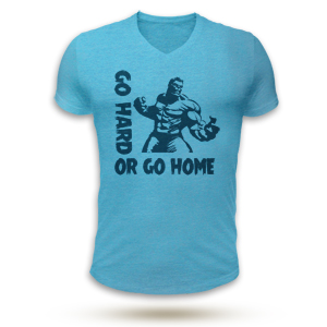 Go hard or go home! V-nyakú póló (kék)