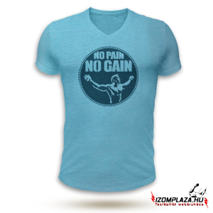 No pain no gain V-nyakú póló (kék)