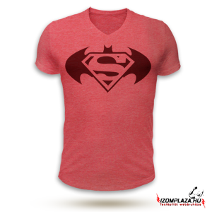 Superman VS. Batman V-nyakú póló (piros)