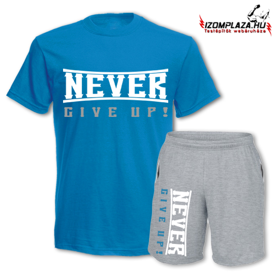 Never give up póló-kék+rövidnadrág-szürke (a nadrág M, L méretben nem rendelhető