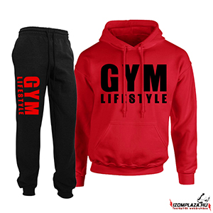 Gym lifestyle melegítő szett piros-fekete 