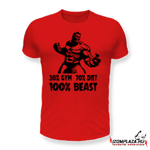 30% gym 70% diet 100% beast piros póló 
