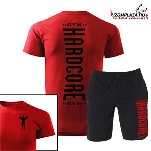 Hardcore Gym piros póló + rövidnadrág szett