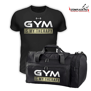 Gym is my therapy fekete póló+ edzőtáska szett 