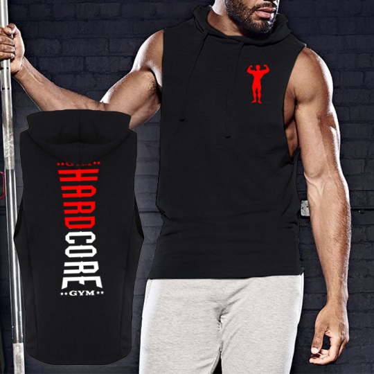 Hardcore gym ujjatlan, kapucnis póló (fekete)