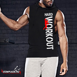 Hard Workout- kapucnis ujjatlan póló (fekete
