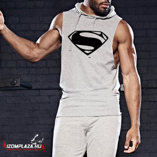Superman- kapucnis ujjatlan póló (szürke)