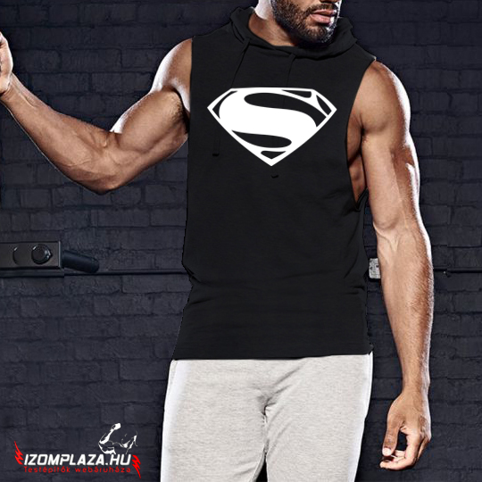 Superman- kapucnis ujjatlan póló (fekete)