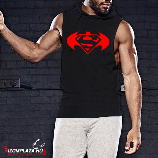 Superman vs. Batman- kapucnis ujjatlan póló (fekete)