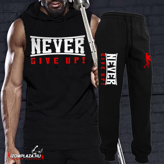 Never Give Up ujjatlan póló + melegítő nadrág (fekete) 