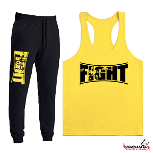 Fight melegítő nadrág + stringer trikó (fekete-sárga)
