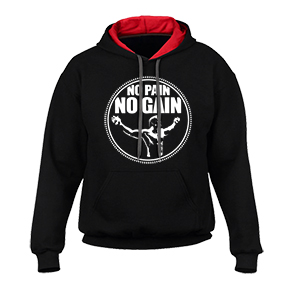 No pain no gain fekete pulóver (már csak S, XXL-es méretben rendelhető)