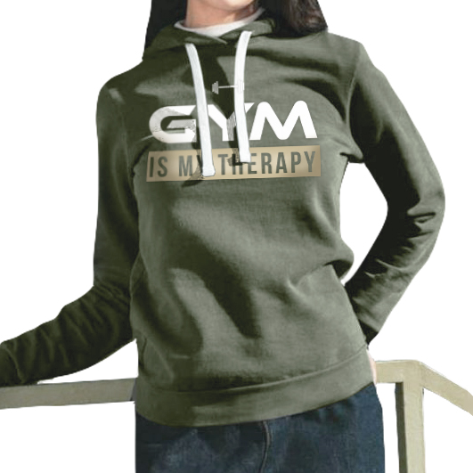 Gym is my therapy női faded pulóver fakó zöld (S, L méretben rendelhető)