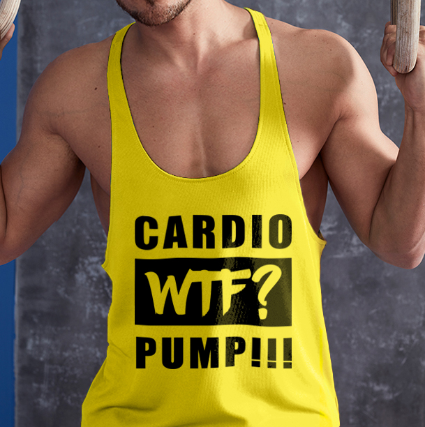 Cardio WTF? PUMP!!!- Stringer sárga trikó (L-es méretben nem rendelhető)