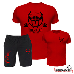 Viking workout, Valhalla strenght póló (piros) + rövidnadrág (fekete)