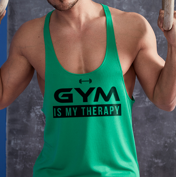 Gym is my therapy - Zöld stringer trikó