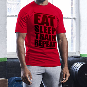 Eat sleep train... - piros technikai póló (M-es méretben kék színben rendelhető)