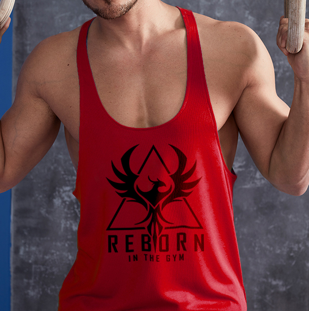 Reborn in the gym - piros stringer trikó (XL-es méretben nem rendelhető)