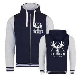 Reborn in the gym - Varsity cipzáras pulóver (L, XL méretben nem rendelhető) 