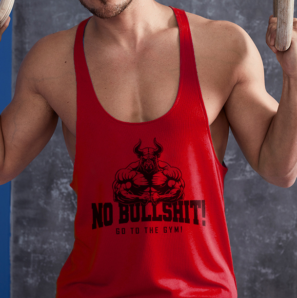 No bullshit, go to the gym - piros stringer trikó(L, XL méretben nem rendelhető)