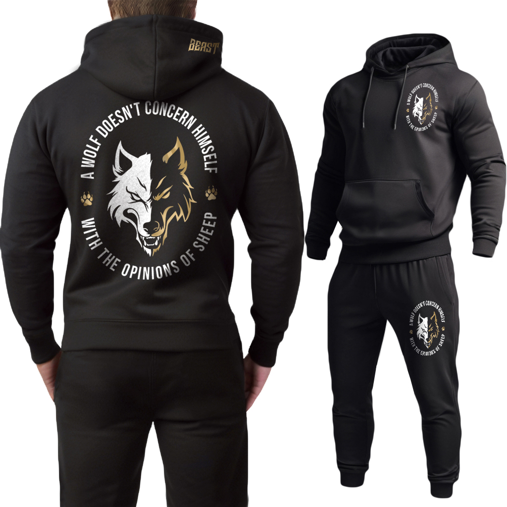 A wolf doesn't concern himself with the opinions of sheep melegítő szett - fekete 