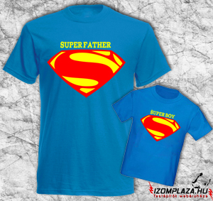 Super Father - Super Boy (férfi+gyerek kék póló)