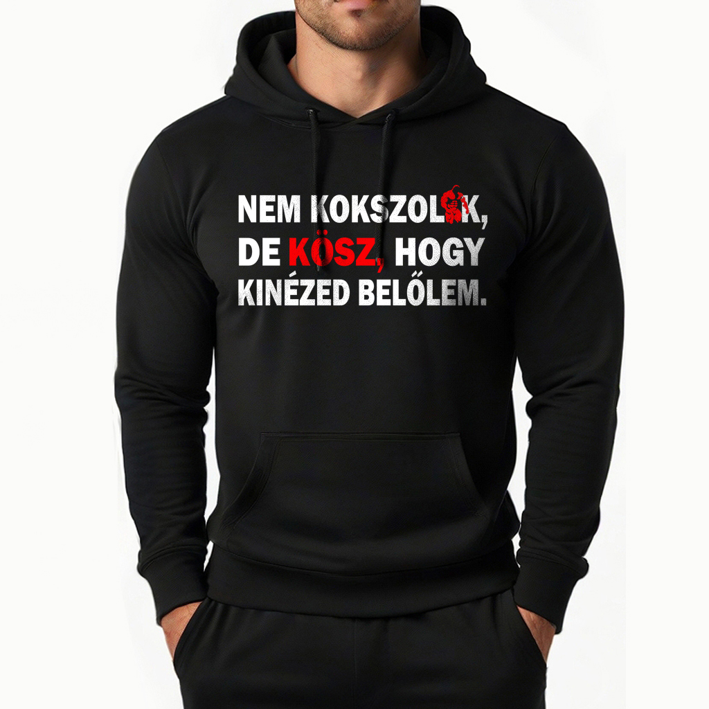 Nem kokszolok, de kösz, hogy kinézed belőlem pulóver (fekete-piros)
