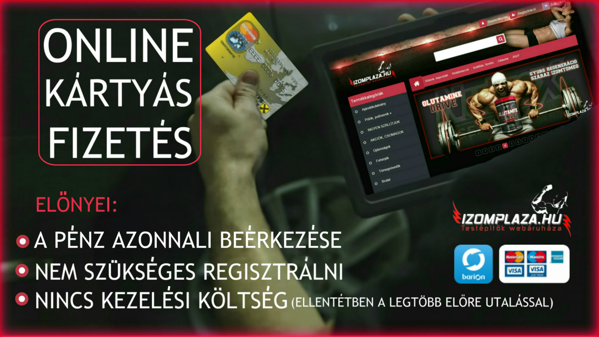 Bankkártyás fizetés izomplaza.hu testépítő webáruház Szeged